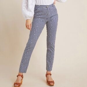 Anthropologie The Essential Slim Trousers in blue stripe